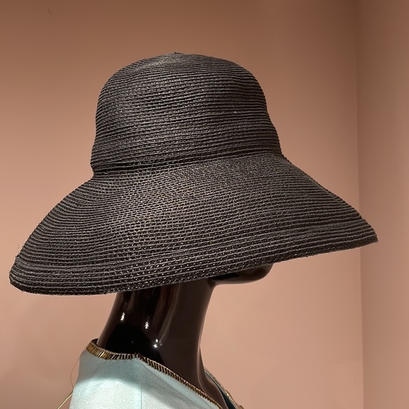 Eric Javits Squishee Straw Sun Hat Black-EUC - Picture 7 of 11